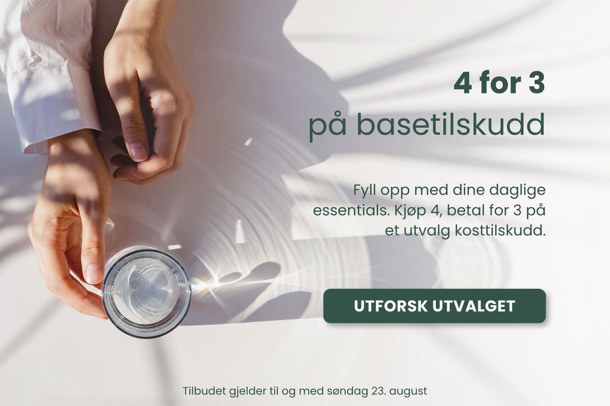 Fyll opp med dine daglige essentials. Kjøp 4, betal for 3 på et kuratert utvalg av premium vitaminer, mineraler, omega-3, magnesium og kreatin hos vitaminX.